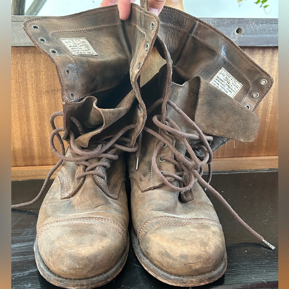 AllSaints Spitalfields brown leather boots — size 42